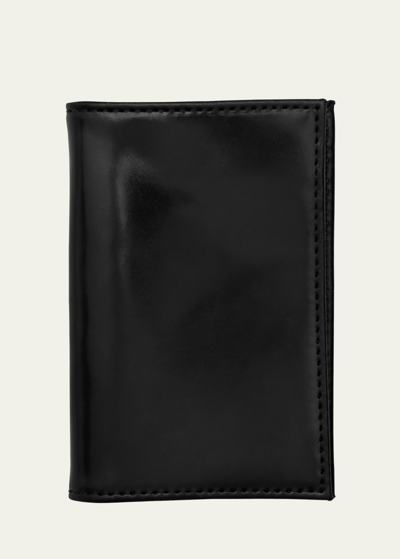 Shop Abas Men's Cordovan Leather Vertical Bifold Card Case In Black