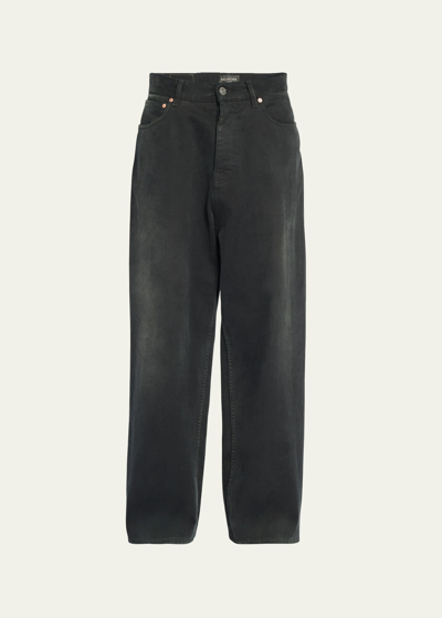 Shop Balenciaga Men's Soft Left Hand Denim Jeans In Noir
