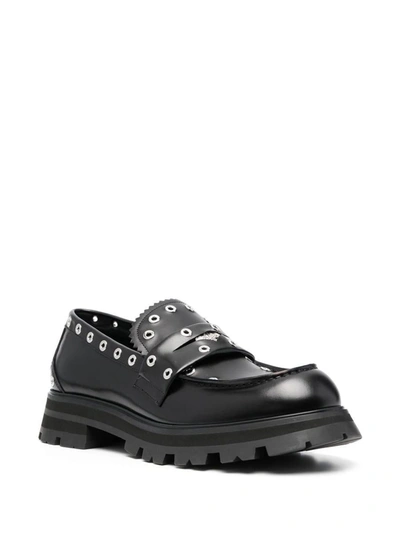 Shop Alexander Mcqueen Leather Loafers In Black