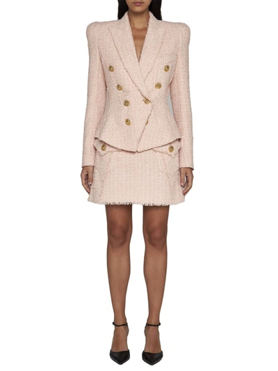 Shop Balmain Jackets In Nude Rosè