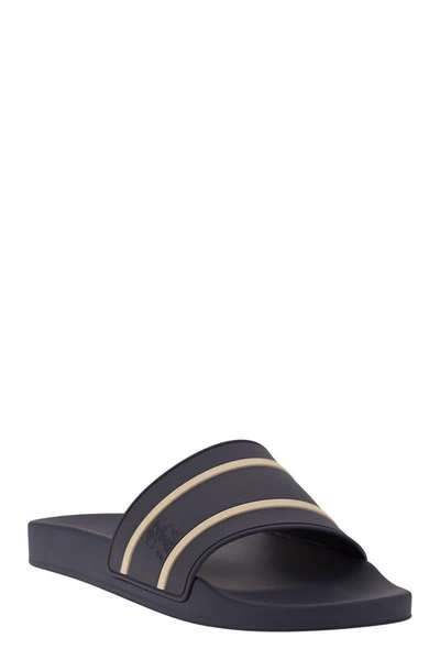 Shop Brunello Cucinelli Striped Rubber Sandals In Blue/beige