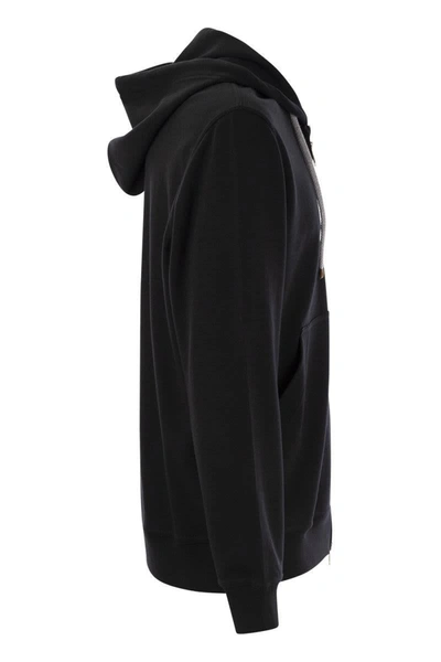 Shop Brunello Cucinelli Techno Cotton Interlock Zip-front Hooded Sweatshirt In Black