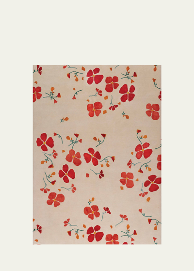 The Rug Company X Rodarte California Poppy Hand-knotted Rug, 6' X 9' In Red, Ivory
