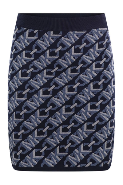 Shop Michael Kors Jacquard Logo Miniskirt In Blue