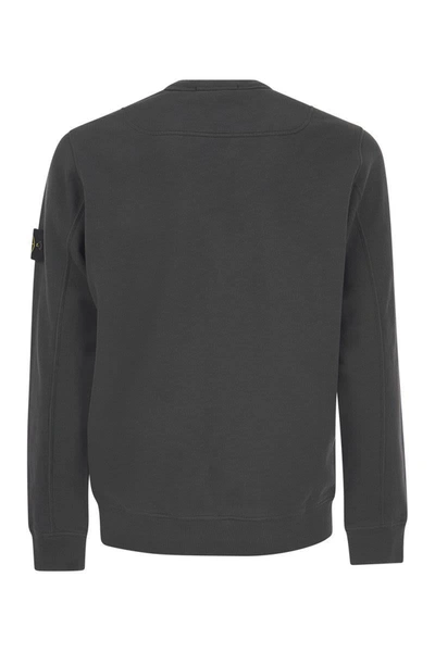 Shop Stone Island Crew-neck Sweatshirt In Frosted Cotton In Dark Grey