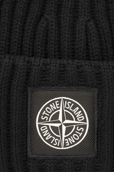 Shop Stone Island Wool Cap In Black