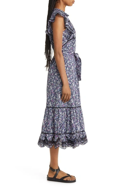 Shop Rails Sofie Floral Ruffle Cotton Dress In Midnight Hyacinth