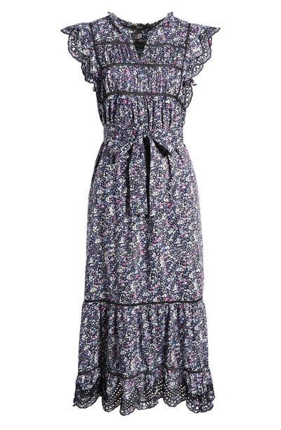 Shop Rails Sofie Floral Ruffle Cotton Dress In Midnight Hyacinth