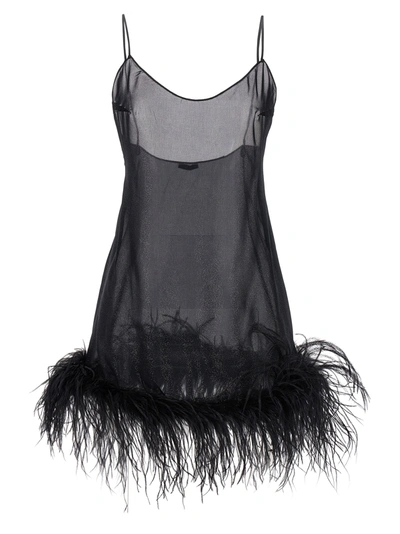 Shop Oseree Plumage Babydoll Dresses In Black