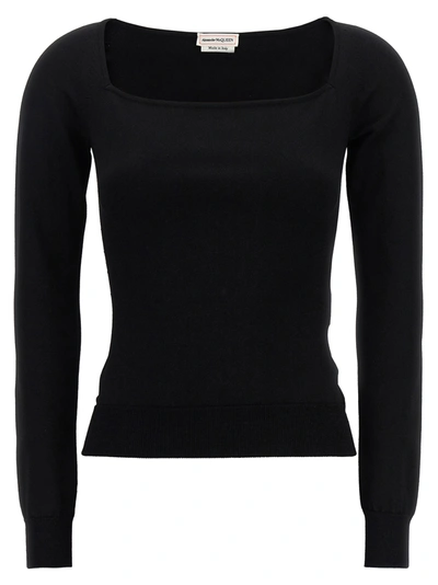 Shop Alexander Mcqueen Square Neckline Top Tops In Black