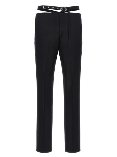 Shop Attico Belt Detail Trousers Pants In Black