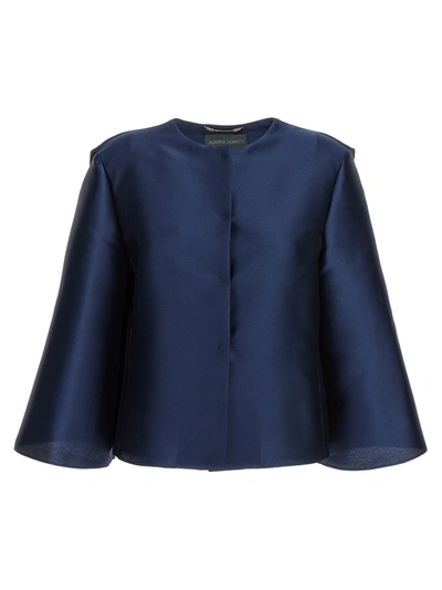 Shop Alberta Ferretti Mikado Jackets In Blue