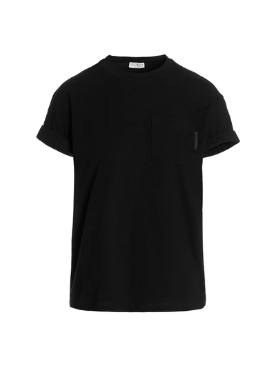Shop Brunello Cucinelli Chest Pockt Crewneck T-shirt In Black