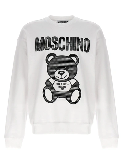 Shop Moschino Teddy Sweatshirt In White/black