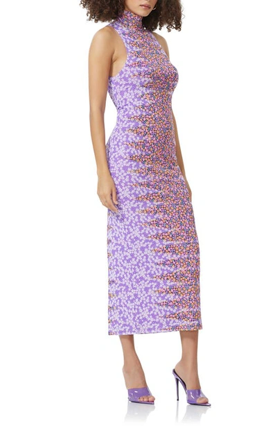 Shop Afrm Serenity Sleeveless Turtleneck Midi Dress In Placed Violet Ditsy
