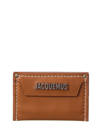Shop Jacquemus Le Porte Carte Meunier Leather Card Holder In Brown