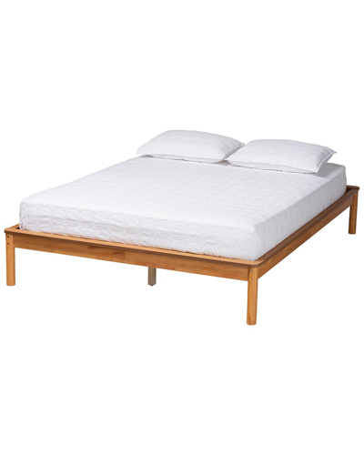 Baxton Studio Efren Mid-century Modern Honey Oak Finished Wood King Size Bed Frame