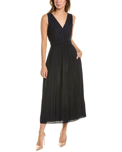 Shop Vince Pleated Dress In Blue