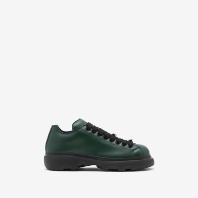 Shop Burberry Leather Ranger Shoes In Vine