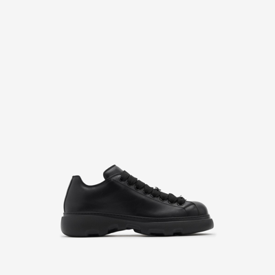 Shop Burberry Leather Ranger Shoes In Black