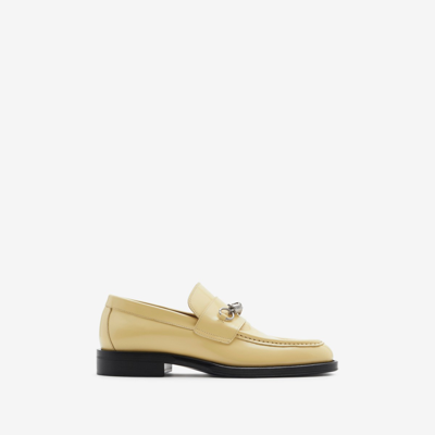 Shop Burberry Leather Barbed Loafers In Daffodil