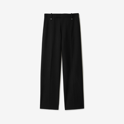 Shop Burberry Wool Blend Tailored Trousers In Black