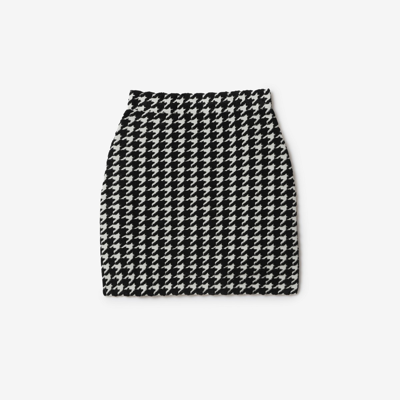 Shop Burberry Houndstooth Nylon Blend Mini Skirt In Black