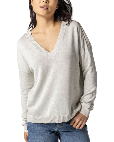 Shop Lilla P Wrapped Seam V-neck Sweater In Pink
