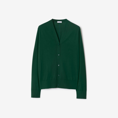 Burberry Fine-knit Wool Cardigan In Ivy
