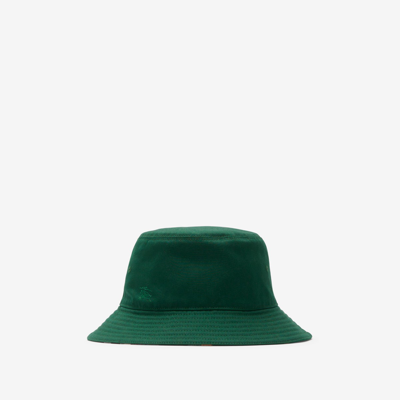 Shop Burberry Reversible Cotton Blend Bucket Hat In Ivy