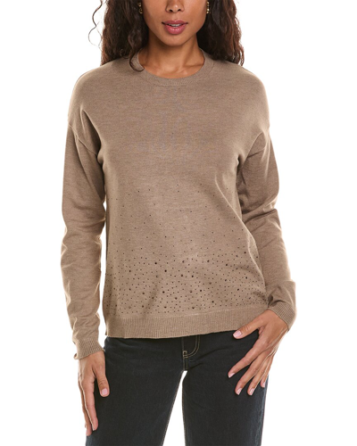 Shop Renuar Rhinestone Sweater In Brown