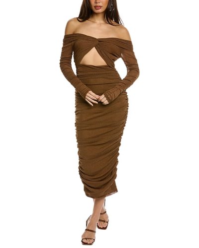 Shop Misha Becca Midi Dress In Brown
