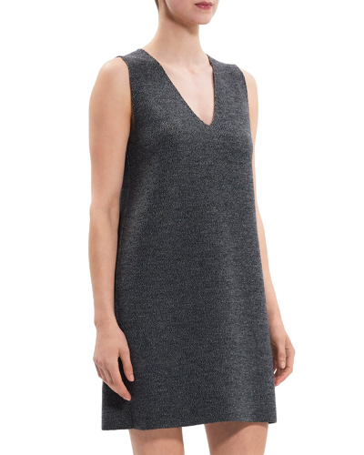 Shop Theory Double-faced Wool Shift Dress In Black