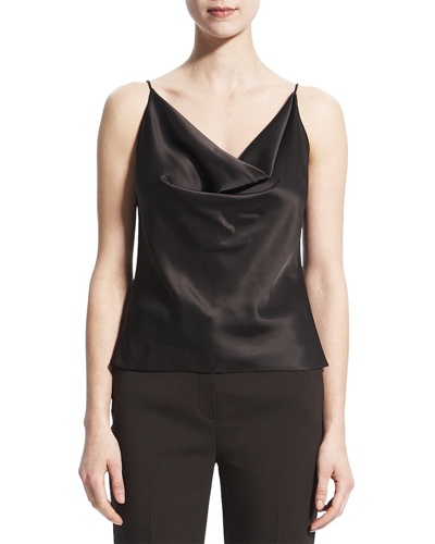 Shop Theory Satin Cowl Cami In Brown