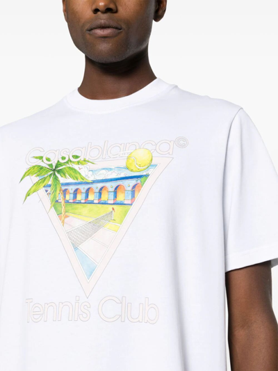 Shop Casablanca Tennis Club Icon Screen Printed Unisex T-shirt In White