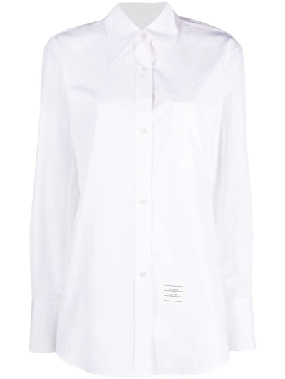 Shop Thom Browne Exaggerated Easy Fit Point Collar Shirt In Poplin In White