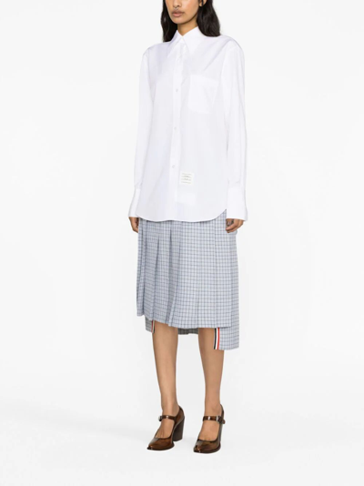 Shop Thom Browne Exaggerated Easy Fit Point Collar Shirt In Poplin In White