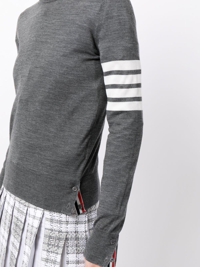 Shop Thom Browne Relaxed Fit Pullover With 4 Bar In Fine Merino Wool In Grey