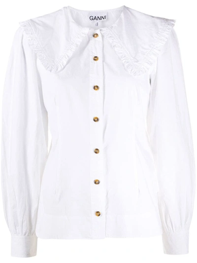 Shop Ganni Organic Cotton Shirt In White