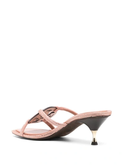 Shop Tory Burch Miller Leather Heel Sandals In Lilac