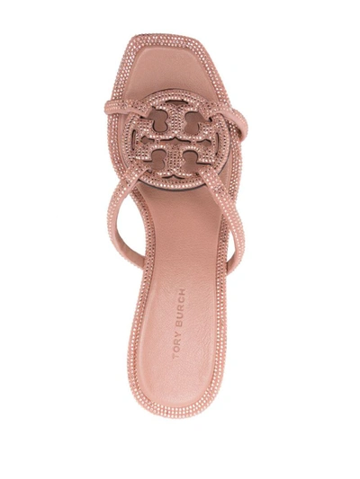 Shop Tory Burch Miller Leather Heel Sandals In Lilac