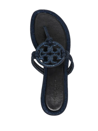 Shop Tory Burch Miller Leather Thong Sandals In Blue