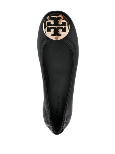 Shop Tory Burch Minnie Leather Ballet Flats In Black