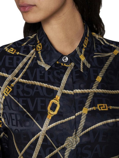 Shop Versace Shirts In Blue Gold