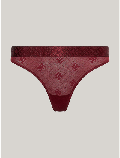 Tommy Hilfiger Th Logo Thong In Deep Rouge