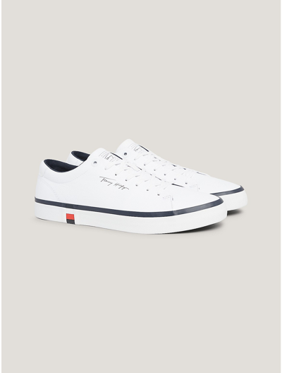 Shop Tommy Hilfiger Low Cut Leather Sneaker In White