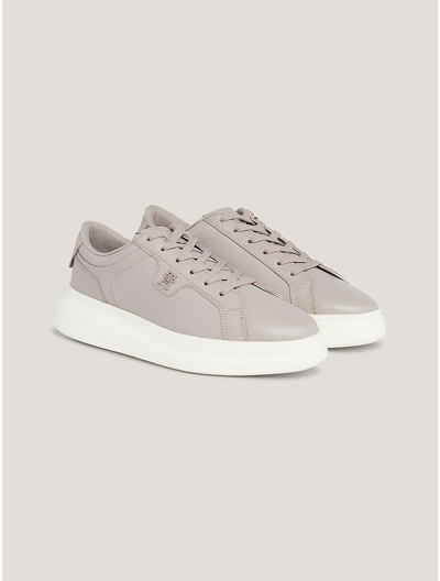 Shop Tommy Hilfiger Leather Platform Sneaker In Smooth Taupe