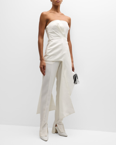 Shop Acler Wilson Strapless Draped Top In Ivory