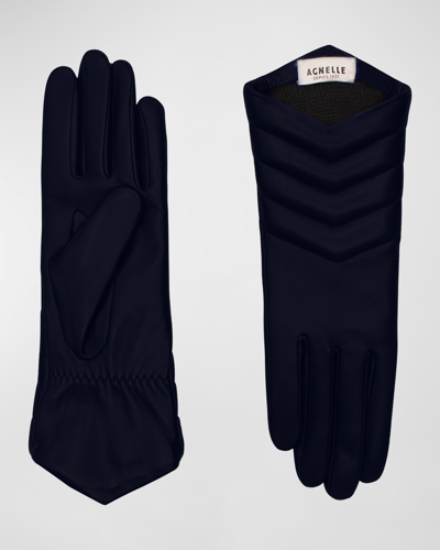 Shop Agnelle Apoline Leather Gloves In Baltique