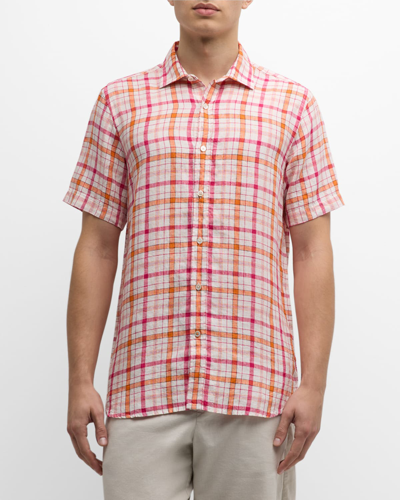 Shop Swims Men's Ischia Plaid Short-sleeve Shirt In Berry Pink